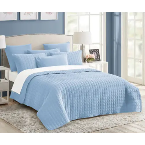 7 piece vintage stone wash comforter set king blue - Home & Garden > Bedding