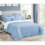 7 piece vintage stone wash comforter set king blue - Home & Garden > Bedding