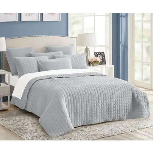 7 piece vintage stone wash comforter set king silver - Home & Garden > Bedding