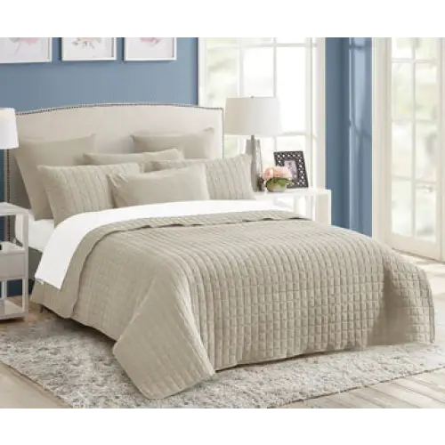 7 piece vintage stone wash comforter set queen natural - Home & Garden > Bedding