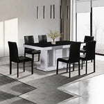 7 Pieces Dining Suite Dining Table & 6X Black Chairs in Rectangular Shape High Glossy MDF Wooden Base Combination