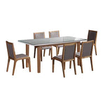 7 Pieces Dining Suite Dining Table & 6X Chairs in White Top High Glossy Wooden Base - Furniture > Dining