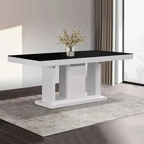 7 Pieces Dining Suite Dining Table & 6X White Chairs in Rectangular Shape High Glossy MDF Wooden Base Combination