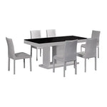 7 Pieces Dining Suite Dining Table & 6X White Chairs in Rectangular Shape High Glossy MDF Wooden Base Combination