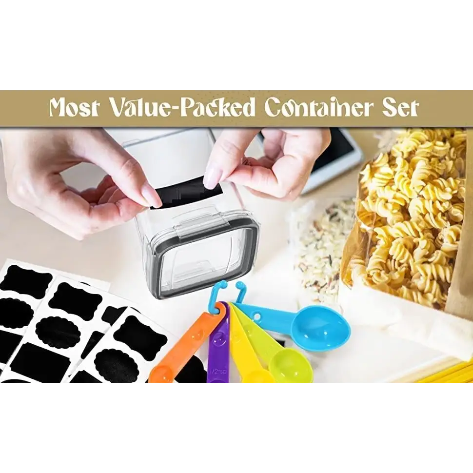 7 Pieces Plastic BPA Free Food Storage Containers for Kitchen (Black) - Home & Garden > Storage