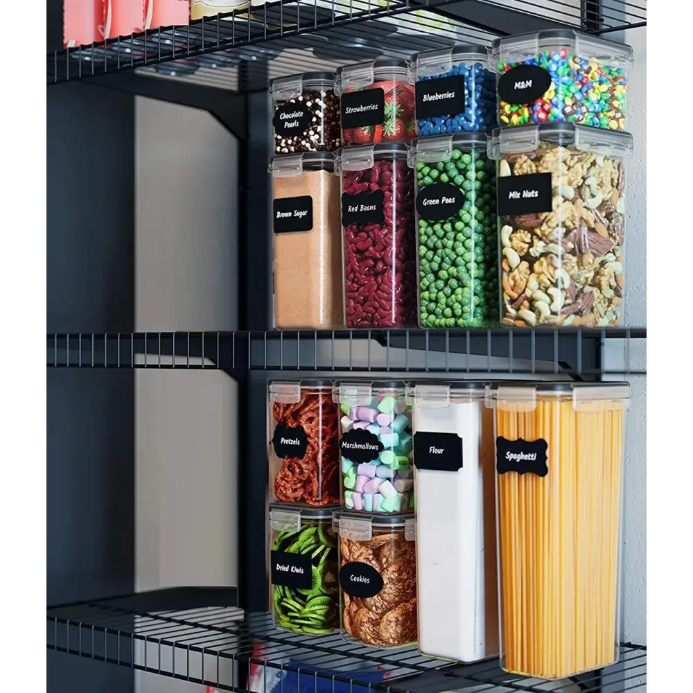 7 Pieces Plastic BPA Free Food Storage Containers for Kitchen (Black) - Home & Garden > Storage