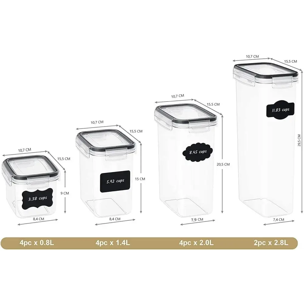 7 Pieces Plastic BPA Free Food Storage Containers for Kitchen (Black) - Home & Garden > Storage