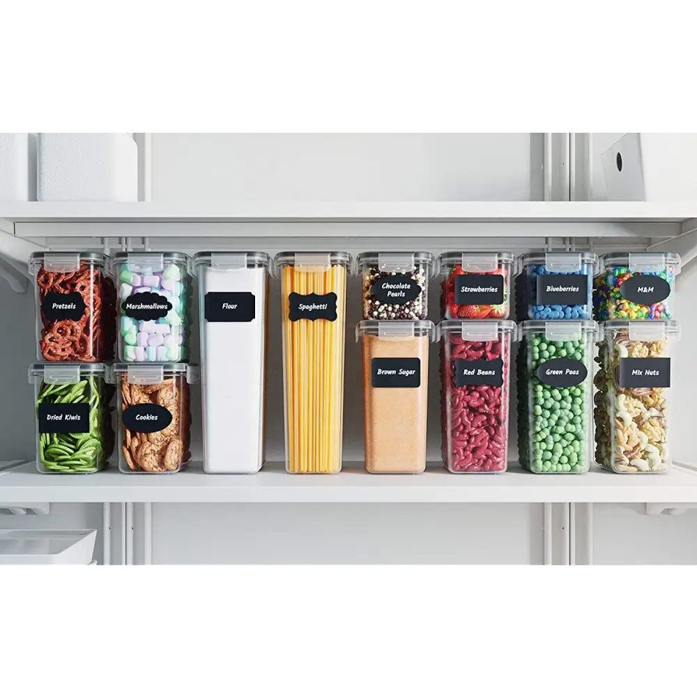 7 Pieces Plastic BPA Free Food Storage Containers for Kitchen (Black) - Home & Garden > Storage