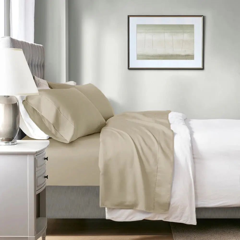 700 TC Tencel Lyocell Fibre & Cotton Bone King Single Sheet Set by Renee Taylor - Home & Garden > Bedding > Bed Sheets