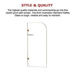 700 x 1450mm Frameless Bath Panel 10mm Glass Shower Screen By Della Francesca - Furniture > Bathroom > Shower Heads &