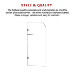 700 x 1450mm Frameless Bath Panel 10mm Glass Shower Screen By Della Francesca - Furniture > Bathroom > Shower Heads &