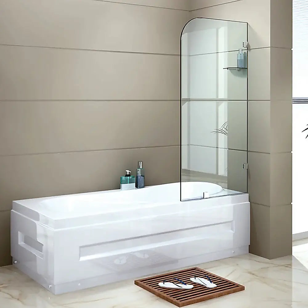 70cm Frameless Glass Bath Screen with Brackets - Chrome - Furniture > Bathroom > Shower Heads & Screens