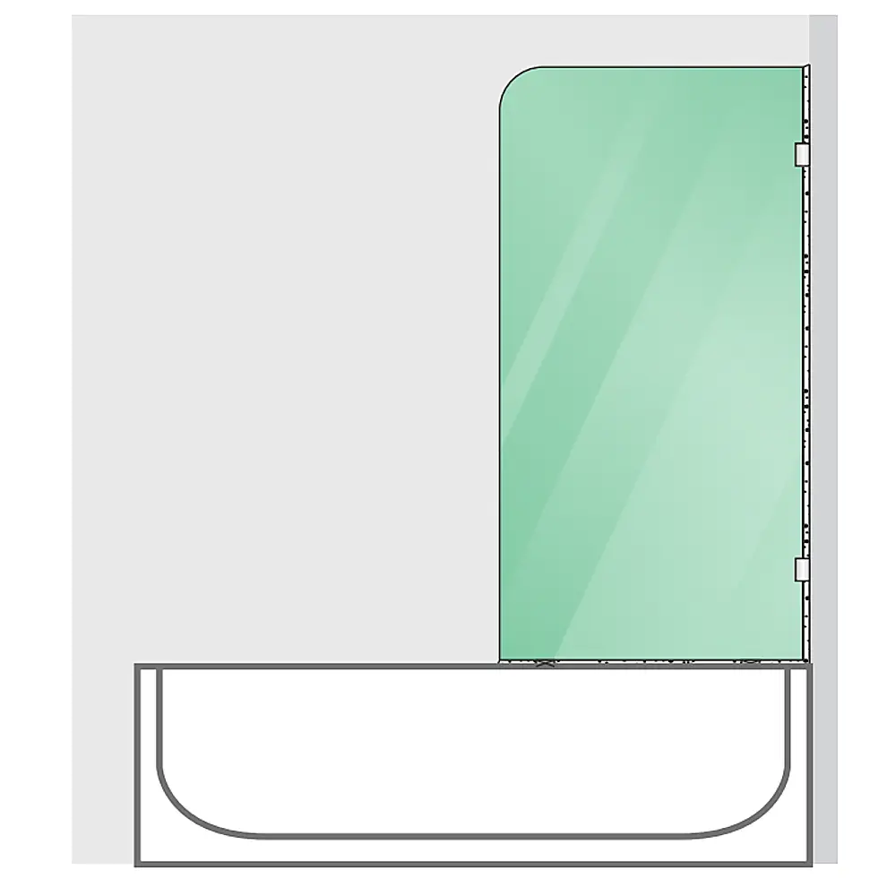70cm Frameless Glass Bath Screen with Brackets - Chrome - Furniture > Bathroom > Shower Heads & Screens