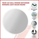 70cm LED Wall Mirror Bathroom Mirrors Light Decor Round - Home & Garden > Bathroom Accessories