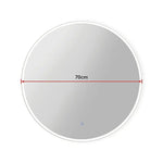 70cm LED Wall Mirror Bathroom Mirrors Light Decor Round - Home & Garden > Bathroom Accessories