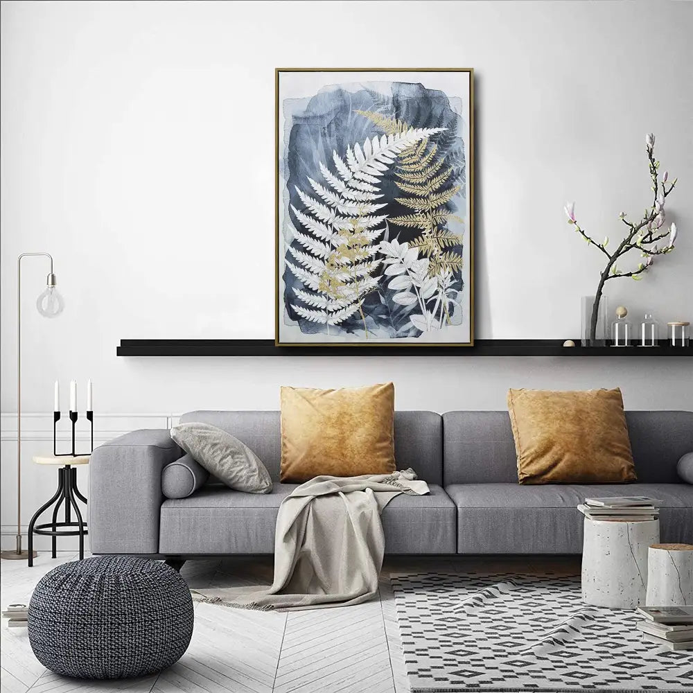 70X100cm Lustrous Foliage Dark Wood Framed Canvas Wall Art - Home & Garden > Wall Art