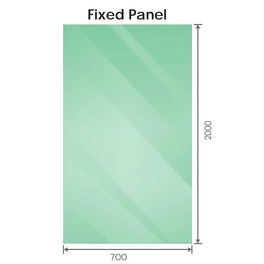 70x200cm Single Shower Glass Screen with Black Wall & Floor U Brackets - Furniture > Bathroom > Shower Heads & Screens