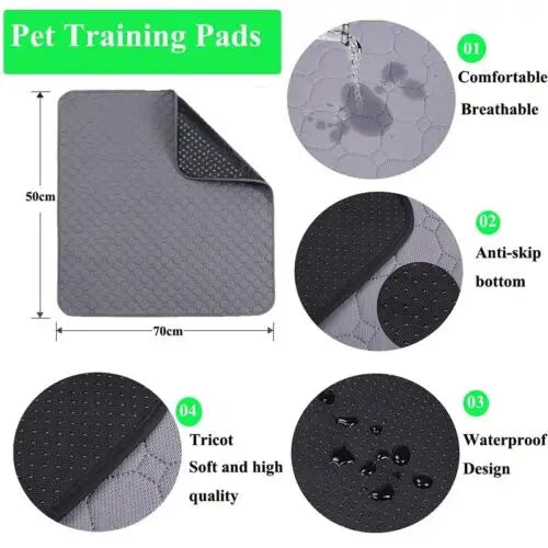 70X50cm Washable Pet Dog Pee Pad Reusable Cat Puppy Training Wee Absorbent Mat Pads Bed - Pet Care > Dog Supplies > Dog