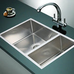 715x440mm Handmade Stainless Steel Undermount / Topmount Kitchen Sink with Waste - Furniture > Bathroom > Sinks