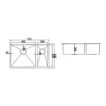 715x440mm Handmade Stainless Steel Undermount / Topmount Kitchen Sink with Waste - Furniture > Bathroom > Sinks