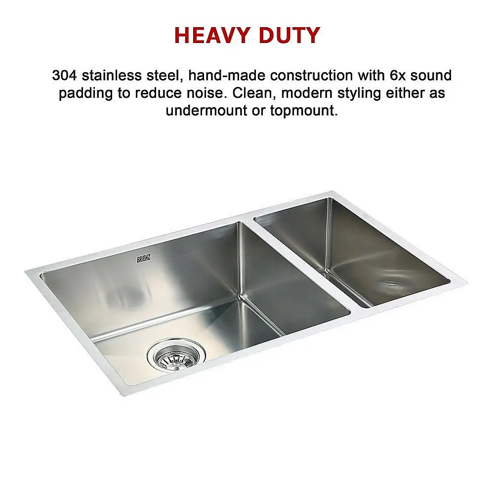715x440mm Handmade Stainless Steel Undermount / Topmount Kitchen Sink with Waste - Furniture > Bathroom > Sinks