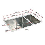715x440mm Handmade Stainless Steel Undermount / Topmount Kitchen Sink with Waste - Furniture > Bathroom > Sinks