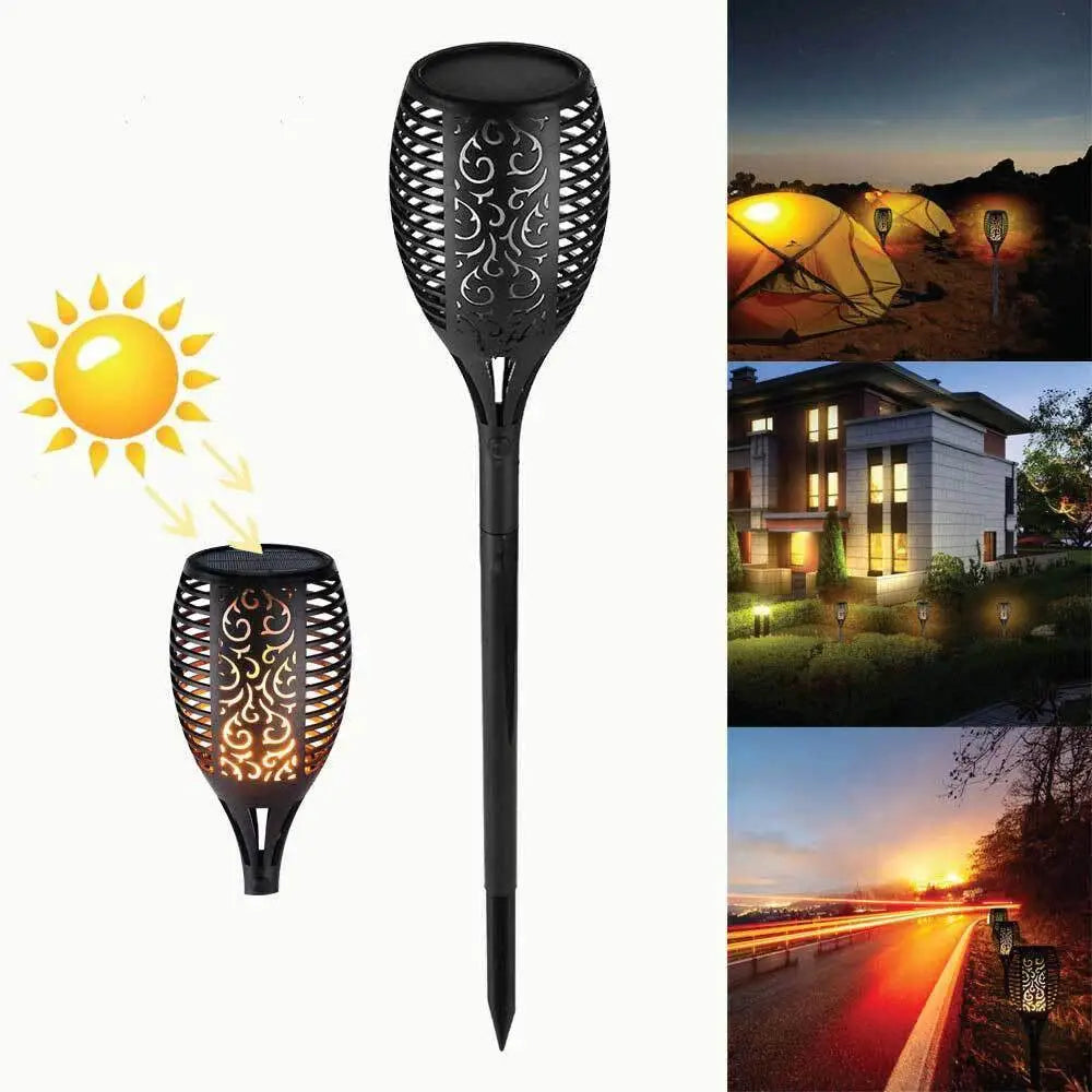 72 LED Bulbs Torch Solar Garden Outdoor Flame Dancing Flickering Light Auto Lamp - Home & Garden > Lighting