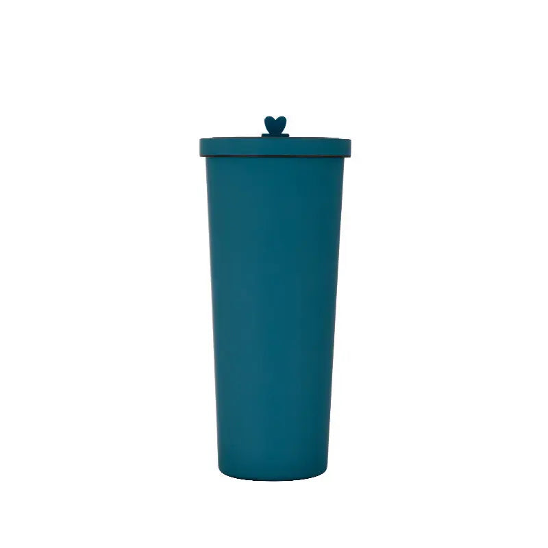750ml Blue-green Straw Cup - 304 Stainless Steel Reusable BPA-Free Water Bottle with Leak-Proof Lid Large Capacity