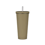 750ml Light Brown Straw Cup - 304 Stainless Steel Reusable BPA-Free Water Bottle with Leak-Proof Lid Large Capacity