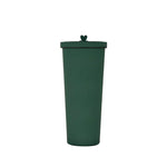 750ml Military Green Straw Cup - 304 Stainless Steel Reusable BPA-Free Water Bottle with Leak-Proof Lid Large Capacity