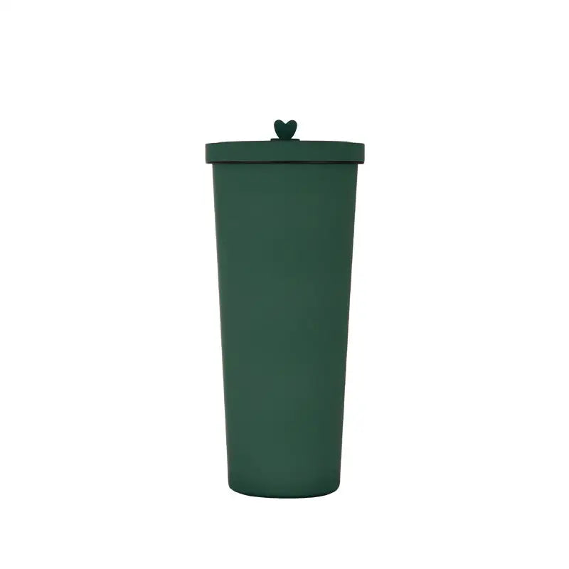 750ml Military Green Straw Cup - 304 Stainless Steel Reusable BPA-Free Water Bottle with Leak-Proof Lid Large Capacity