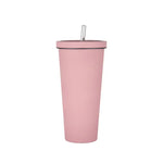 750ml Pink Straw Cup - 304 Stainless Steel Reusable BPA-Free Water Bottle with Leak-Proof Lid Large Capacity Perfect