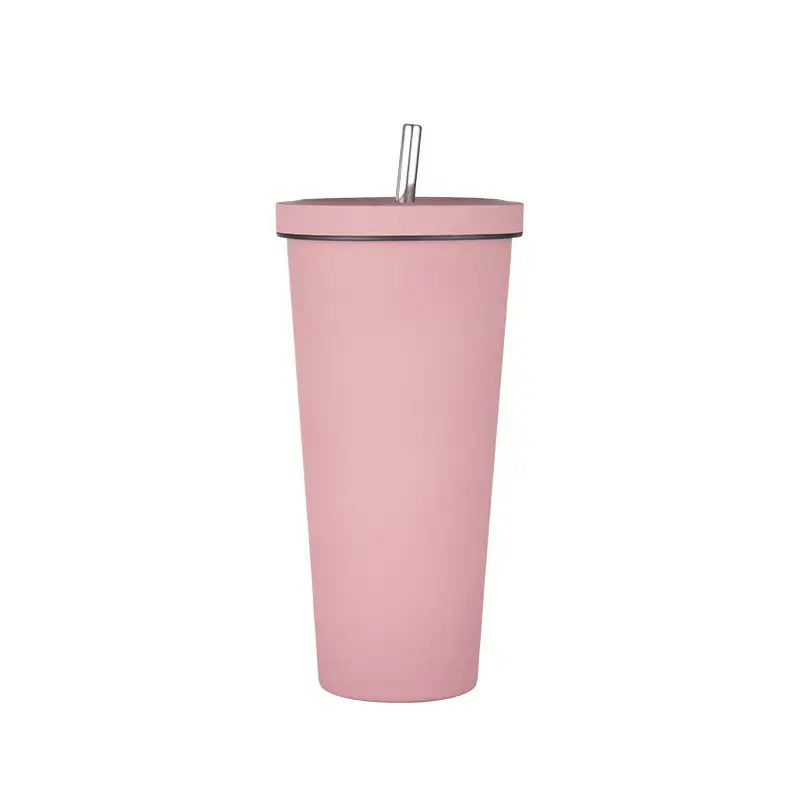 750ml Pink Straw Cup - 304 Stainless Steel Reusable BPA-Free Water Bottle with Leak-Proof Lid Large Capacity Perfect