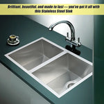 770x450mm Handmade Stainless Steel Undermount / Topmount Kitchen Sink with Waste - Furniture > Bathroom > Sinks