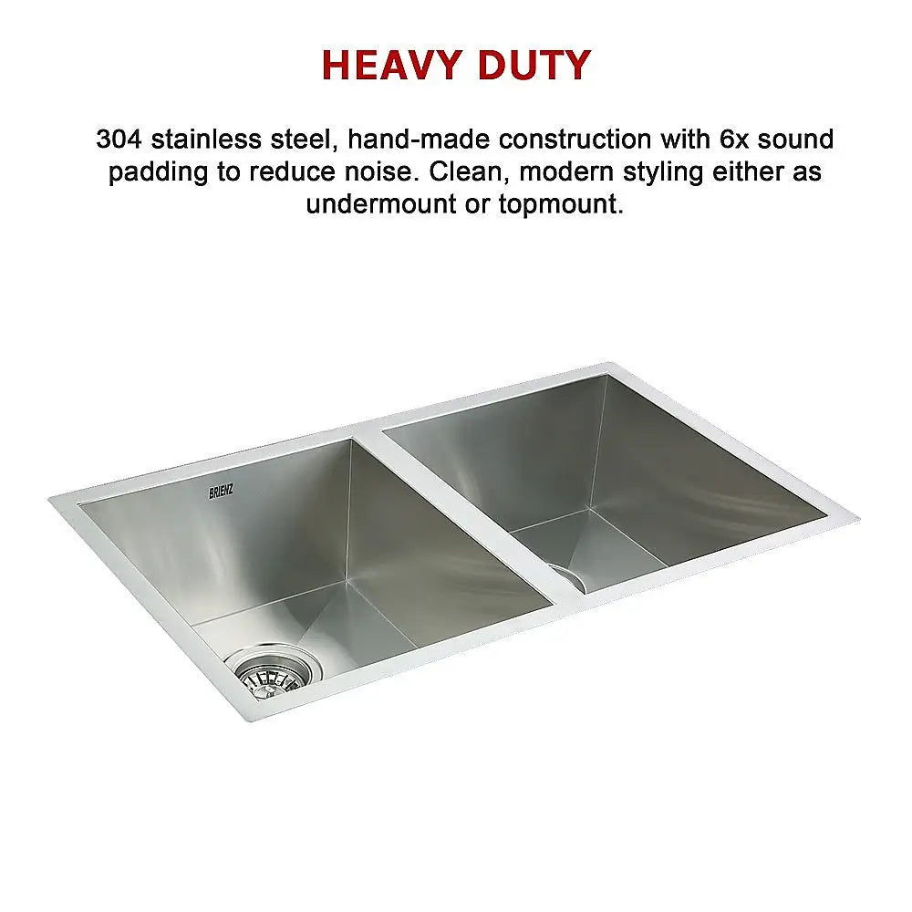 770x450mm Handmade Stainless Steel Undermount / Topmount Kitchen Sink with Waste - Furniture > Bathroom > Sinks