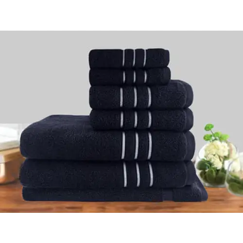 7pc classic dobby stripe cotton towel set 650gsm sailor blue - Home & Garden > Pool & Accessories > Beach Towels