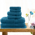 7pc light weight soft cotton bath towel set teal - Home & Garden > Bathroom Accessories > Bath Towels & Robes