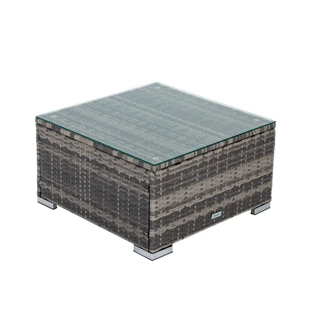 7PC Outdoor Wicker Lounge with Storage Corner (Grey) - Furniture > Outdoor