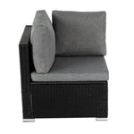 7PC Outdoor Wicker Loveseat Setting with Storage Corner (Black) - Furniture > Outdoor