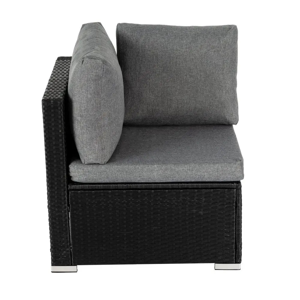 7PC Outdoor Wicker Loveseat Setting with Storage Corner (Black) - Furniture > Outdoor