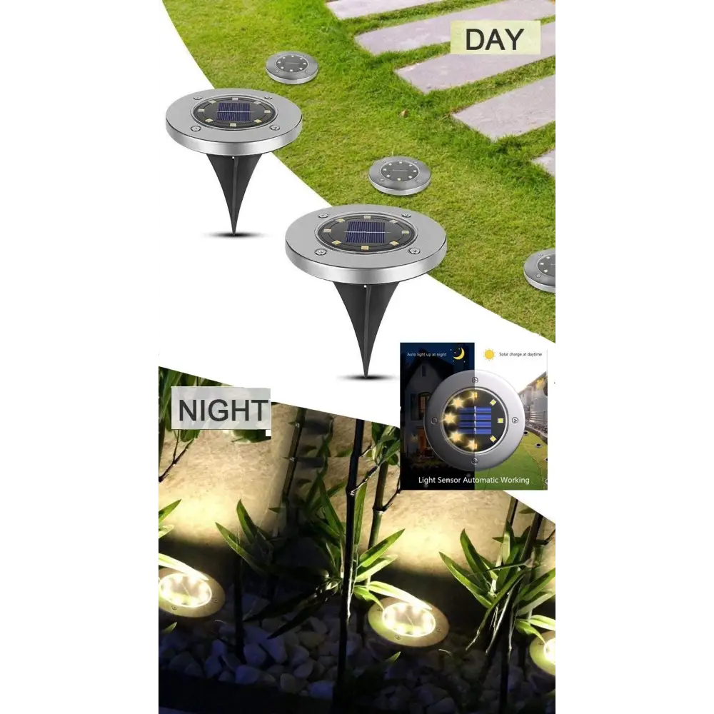 8 Pack LED Solar Pathway Lights Outdoor Solar Ground Lights (Warm White) - Home & Garden > Garden Lights