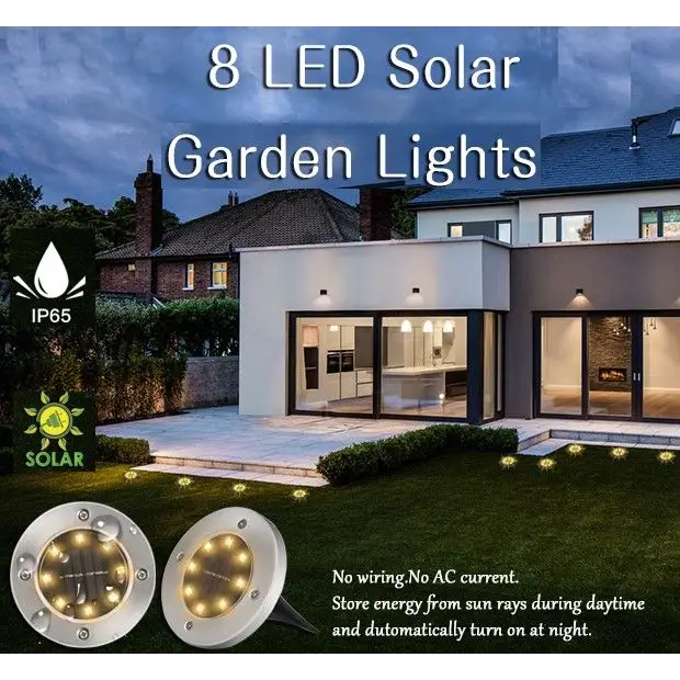 8 Pack LED Solar Pathway Lights Outdoor Solar Ground Lights (Warm White) - Home & Garden > Garden Lights