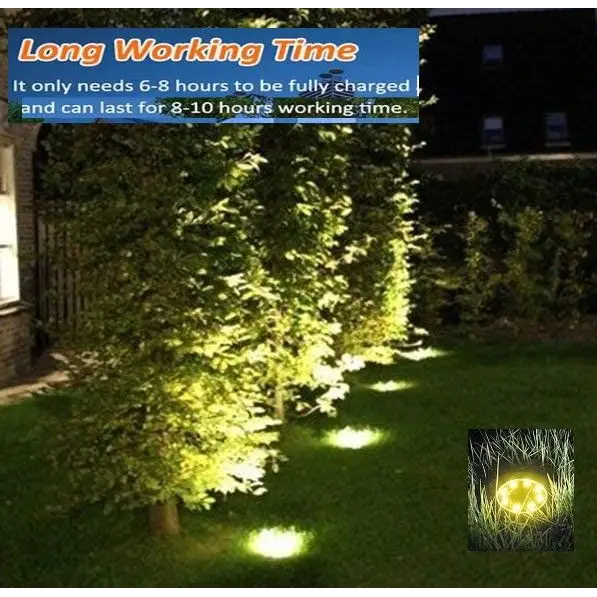 8 Pack LED Solar Pathway Lights Outdoor Solar Ground Lights (Warm White) - Home & Garden > Garden Lights