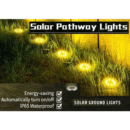 8 Pack LED Solar Pathway Lights Outdoor Solar Ground Lights (Warm White) - Home & Garden > Garden Lights