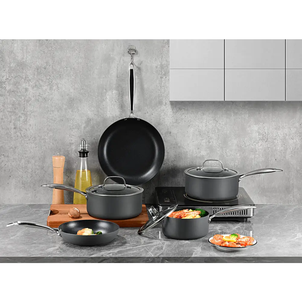 8-Piece Cookware Set with Non-stick Coating and Glass Lids - Home & Garden > Kitchenware > Skillets & Frying Pans