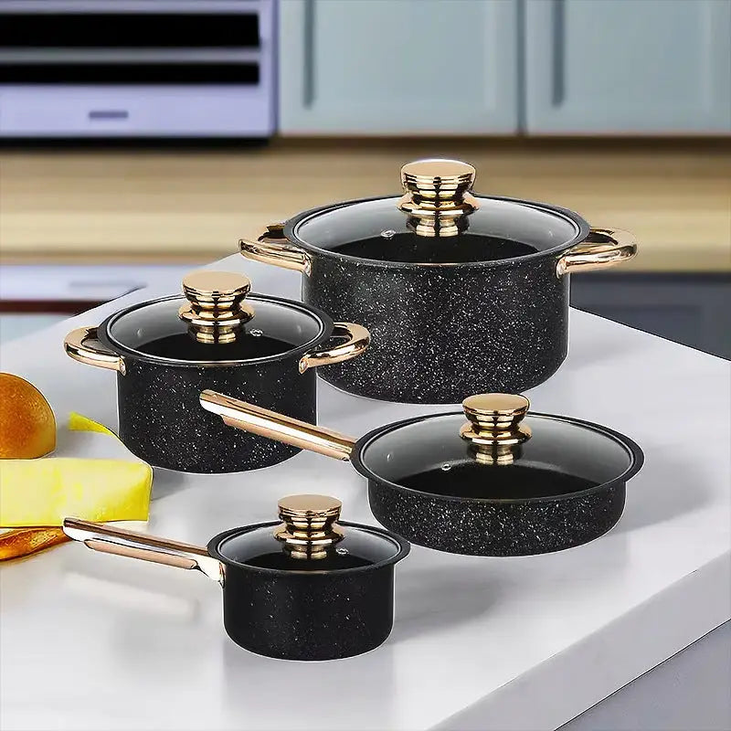 8-Piece Stainless Steel Cookware Set with Maifan Stone Non-Stick Coating - Home & Garden > Kitchenware > Kitchen