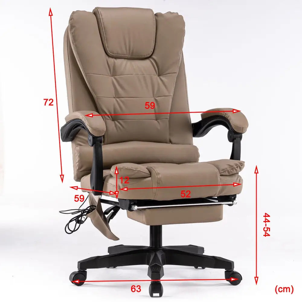 8 Point Massage Chair Executive Office Computer Seat Footrest Recliner Pu Leather Pink - Furniture > Bar Stools & Chairs