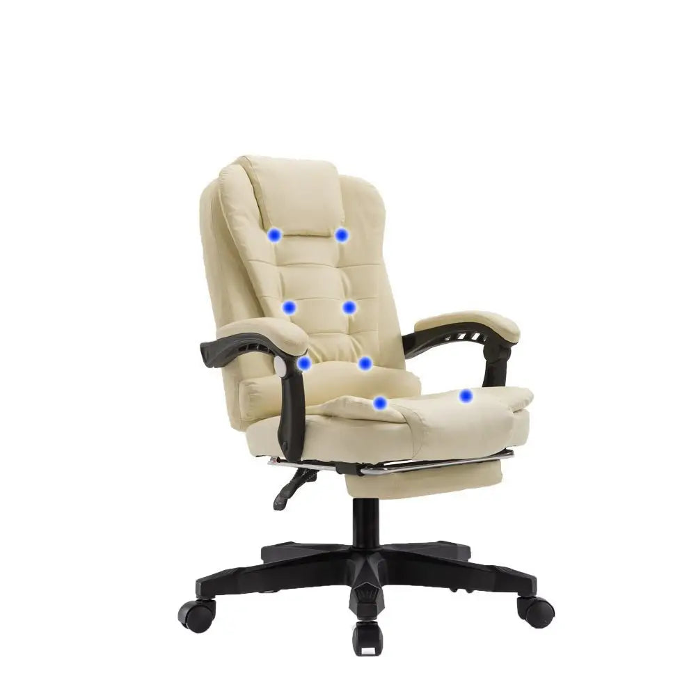 8 Point Massage Chair Executive Office Computer Seat Footrest Recliner Pu Leather Pink - Furniture > Bar Stools & Chairs