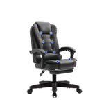 8 Point Massage Chair Executive Office Computer Seat Footrest Recliner Pu Leather Pink - Furniture > Bar Stools & Chairs
