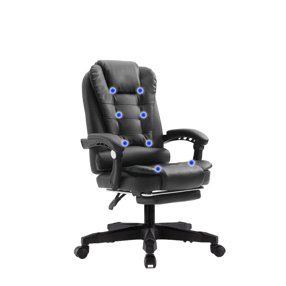 8 Point Massage Chair Executive Office Computer Seat Footrest Recliner Pu Leather Pink - Furniture > Bar Stools & Chairs